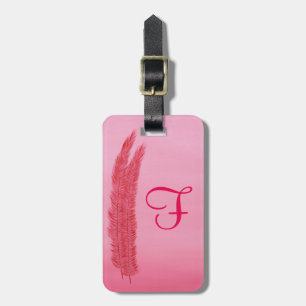 Två röda fjädrar Rosa Monogram-resgodsmärkning Bagagebricka