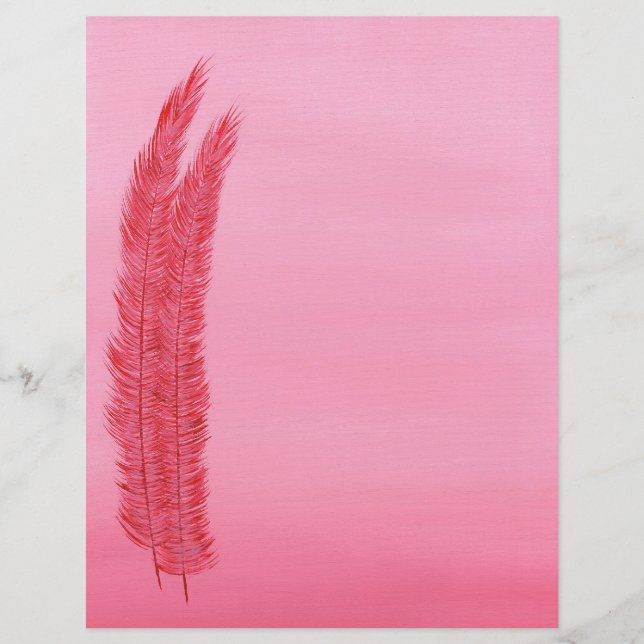 Två röda fjädrar, Rosa Stationery-skrapbok Papper (Framsida)