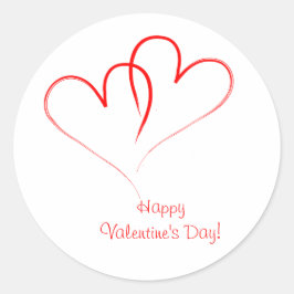 Två röda hjärtan - Glad valentins dag! Runt Klistermärke