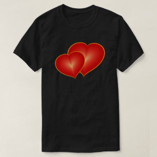 Två röda hjärtan, modern digital grafik t shirt