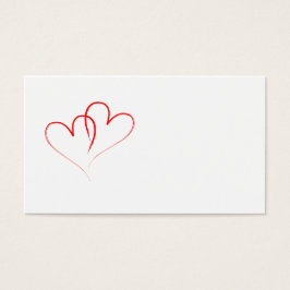 två röda hjärtan, sammanflätade visitkort