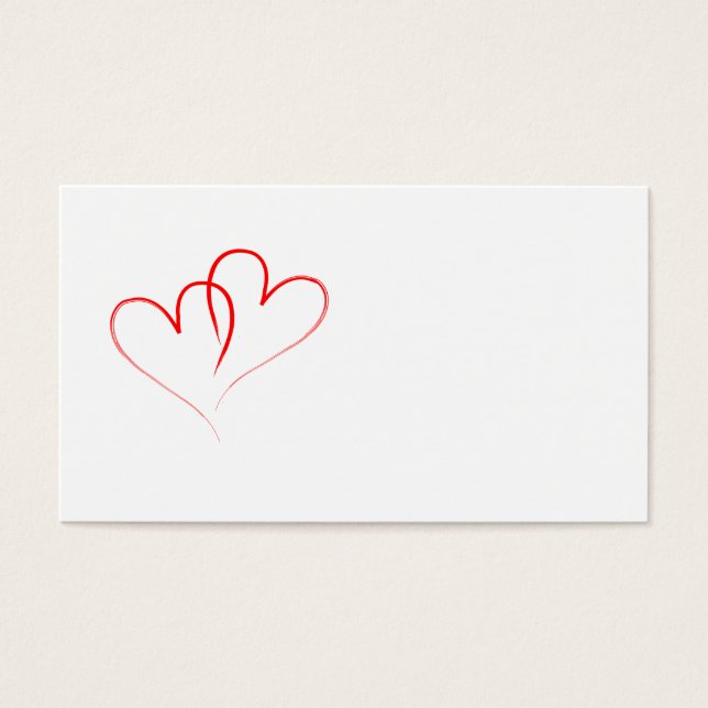 två röda hjärtan, sammanflätade visitkort (Framsidan)