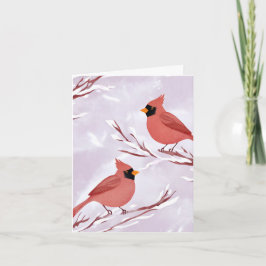 Två röda kardinaler | Akvarellminne Helgkort