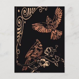 Två röda kardinaler vykort