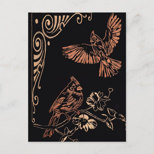 Två röda kardinaler vykort (Framsida)