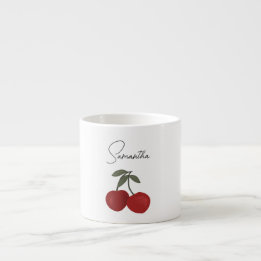 Två röda körsbär illustration | Söt frukt konst  Espressomugg