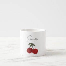 Två röda körsbär illustration | Söt frukt konst Espressomugg