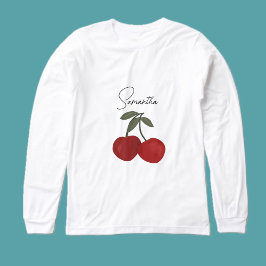 Två röda körsbär Illustration | Söt frukt konst T Shirt