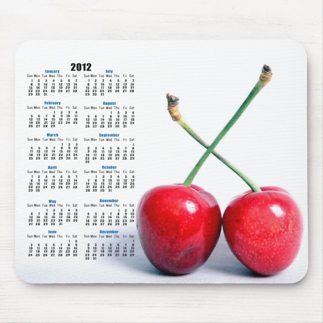 Två röda körsbär Photo 2012 Calendar Mousemat Musmatta (Framsidan)