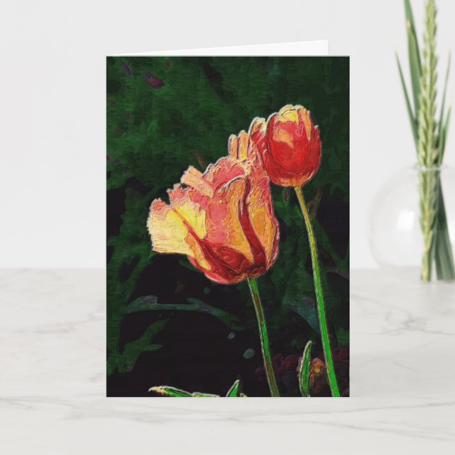 Två röda papegojor kort (Framsida)