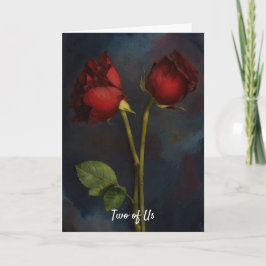 Två röda rosor älskar tillsammans kort