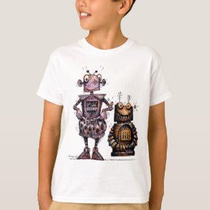Två roliga barnrobotar t-shirt