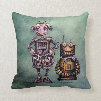 Två roliga barnSteampunk robotar! Kudde