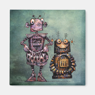 Två roliga Steampunk robotar! Magnet