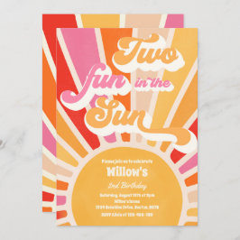 Två Roligtar i Sol Sunshine 2:a födelsedagssätet R Inbjudningar