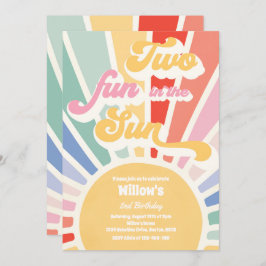 Två Roligtar i Sol Sunshine 2:a födelsedagssätet R Inbjudningar