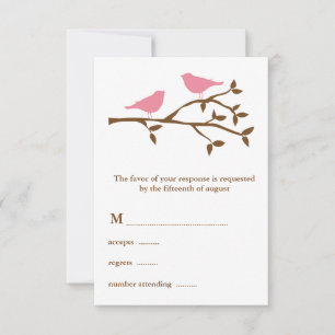 Två Rosa Birds Bröllop OSA Card Kort