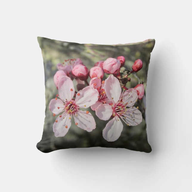 Två Rosa Blommar kommer ut. Kudde (Framsida)