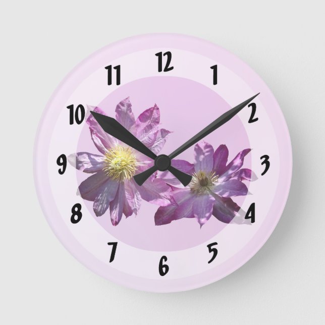 Två Rosa Clematis Rund Klocka (Framsida)