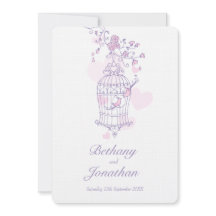 Två rosa fåglar öppna fågelhjärtan bröllop