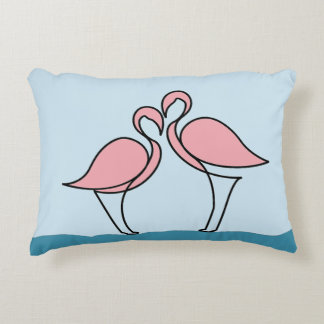 Två Rosa Flamingos på Vatten Prydnadskudde