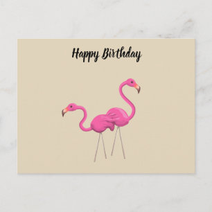 Två Rosa Flamingos står tillsammans Vykort