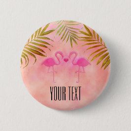 Två Rosa Flamingos Watercolor Tropical Pin Button Knapp