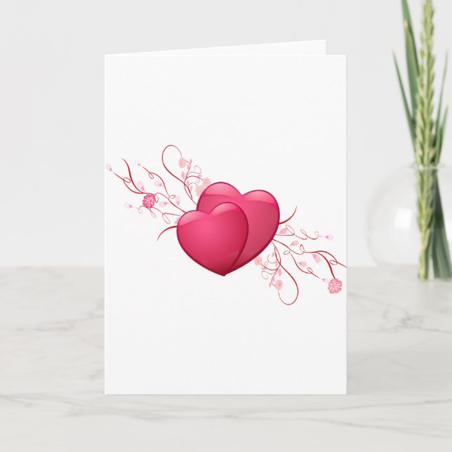 Två Rosa Hjärter Helgkort (Framsida)