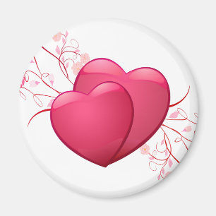 Två Rosa Hjärter Magnet