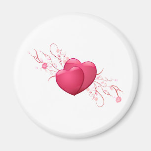 Två Rosa Hjärter Magnet