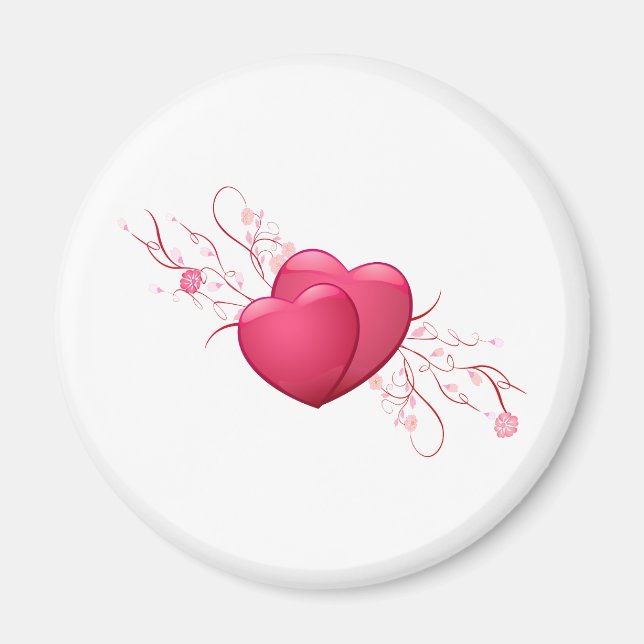 Två Rosa Hjärter Magnet (Framsidan)