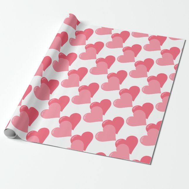 Två Rosa Hjärter Presentpapper (Utrullad)