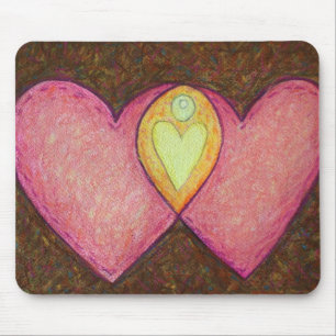 Två rosa hjärtor Mousepad Musmatta
