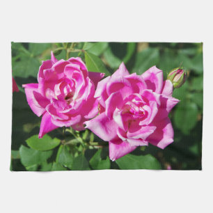 Två Rosa ros kökshanddukar