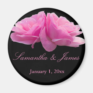 Två Rosa ros Personal Bröllop Magnet