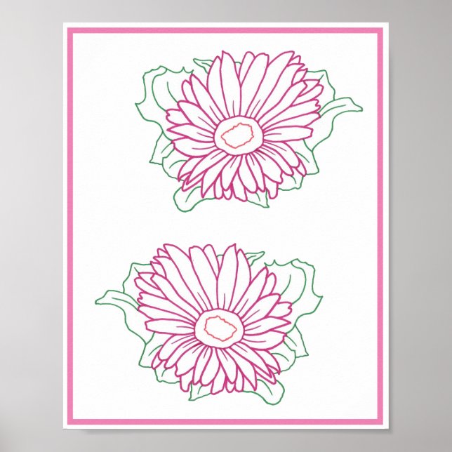 Två rosa solfjäderkonturer, affischer (Framsidan)