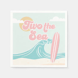 Två Rosa Surfa Beach Birthday Pappersservett
