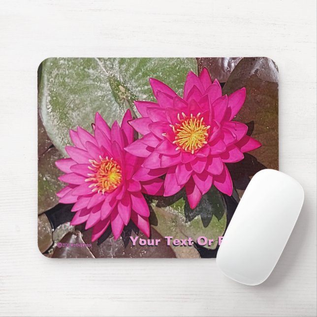 Två Rosa Vatten Lilies Musmatta (Med mus)