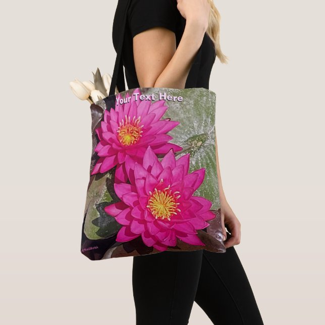 Två Rosa Vatten Lilies Tygkasse (Närbild)