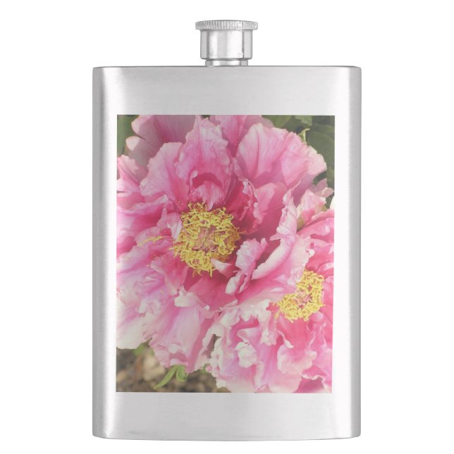 "TVÅ ROSOR" / 8 OZ. STAINLESS STÅLFLASK FICKPLUNTA (Framsidan)