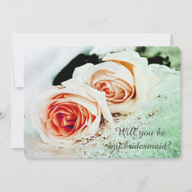 Två rosor - kommer du att bli min brud inbjudningar (Framsida)