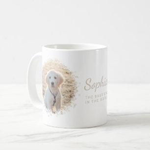 Två runda anpassningsbara husdjursfotomal & Beige Kaffemugg
