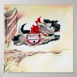 Två Running Scotties Poster