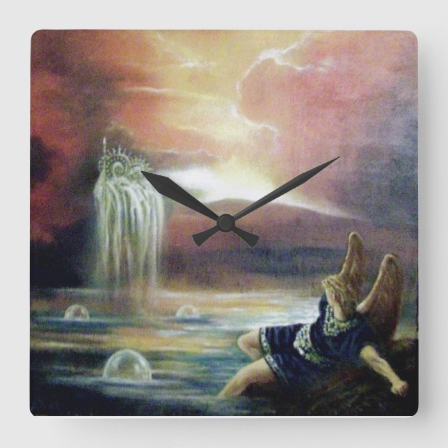 TVÅ SAINT JOHN OCH FALLEN ANGEL FYRKANTIG KLOCKA (Framsida)