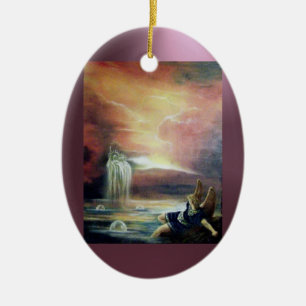 TVÅ SAINT JOHN OCH FALLEN ANGEL JULGRANSPRYDNAD KERAMIK