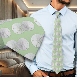 Två Sand Dollars Sage Gröna Brudgummen Slips