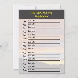 Två sanningar och ett Ljugit spel | Familjeåterför Inbjudningar