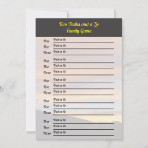 Två sanningar och ett Ljugit spel Familjeåterför Inbjudningar