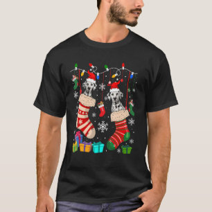 Två Santa Dalmatian Hundar i julsockel Hund O T Shirt