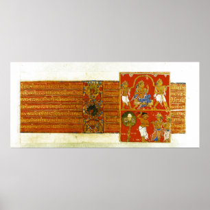 Två scener från Kalpasutra, Mandu, 1439 Poster